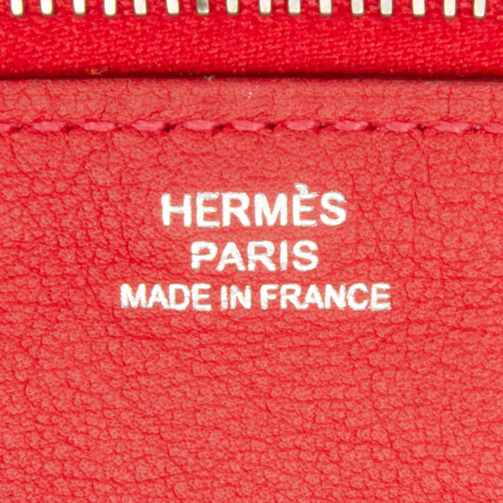 Pre-Owned Authenticated Hermès Sizewift Jige Duo Wallet Calf Leather Red Long Wallets Unisex (Good)