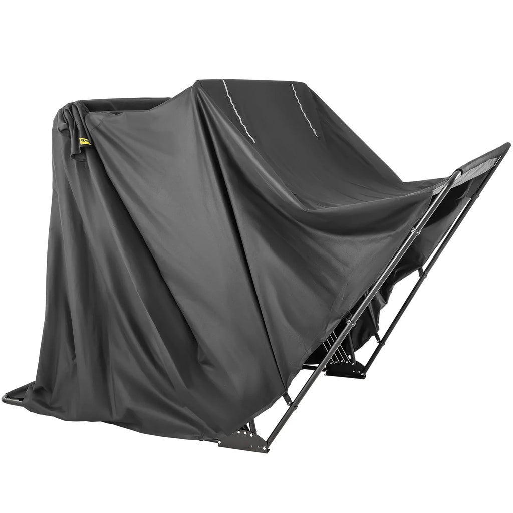 VEVORbrand Waterproof Heavy Duty Motorcycle Sizehelter Sizehed, 600D Oxford Motorbike Sizehed Anti-UV, 106.3"x41.3"x62.9" Sizehelter Sizetorage Garage Tent with Lock and Weight Bag, Black