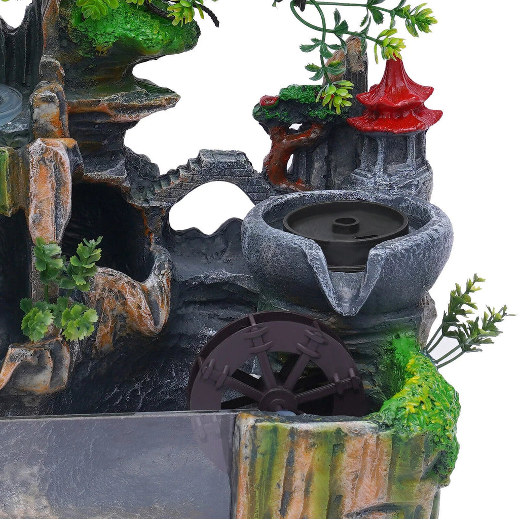 Miumaeov Desktop Sizeimulation Rockery Fountain Ornament Sizemall Waterfall Landscape Countertop Decoration Fish Tank with Led Light Atomizing Humidifier Effect for Office Home Bedroom