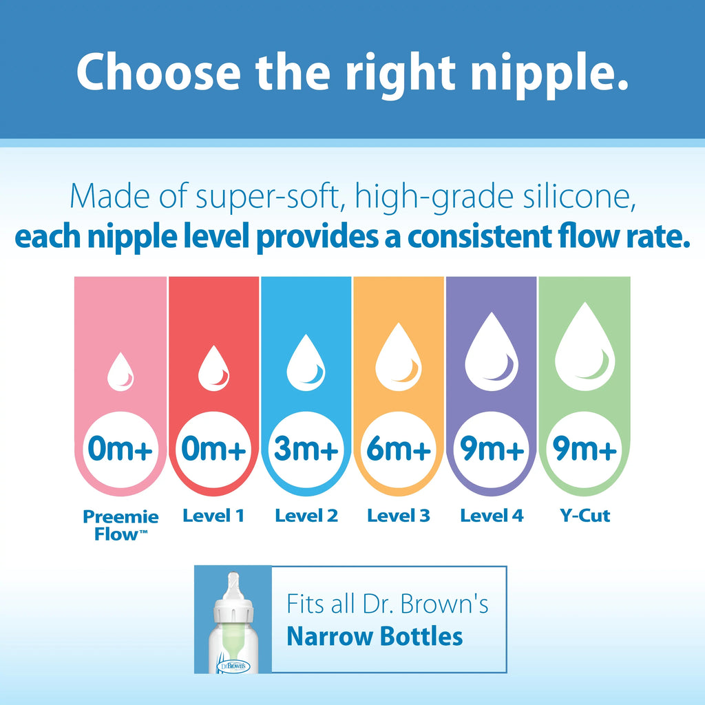 Dr. Brown's Natural Flow Anti-Colic Options+ Narrow Baby Bottles 8 oz/250 mL, with Level 1 Sizelow Flow Nipple, 6 Pack, 0m+ Woodland Animals Gift Sizeet