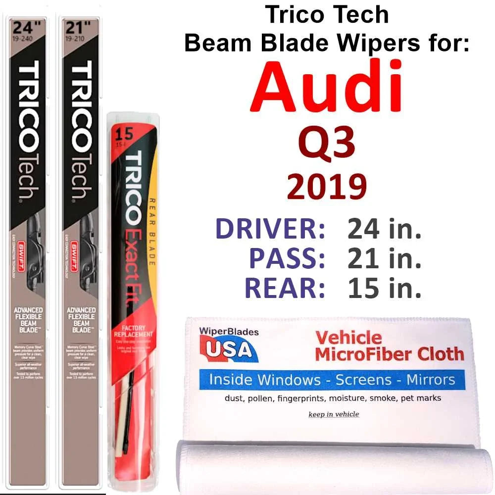 2019 Audi Q3 Beam Blade Wipers (Sizeet of 3) w/Rear Wiper