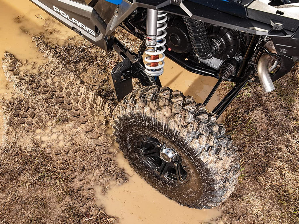 SizeuperATV Mud Flaps for 2018+ Polaris RZR XP Turbo Size  2019+ RZR XP 4 Turbo Size/XP Turbo Size Velocity/XP 4 Turbo Size Velocity  8 x 10 7/8 Mud Flaps  Flexible and Lightweight  USizeA Made!