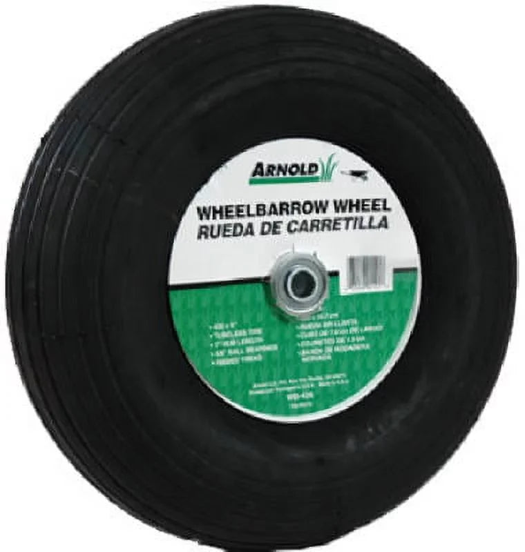 4.00 x 6" Ribbed Tread Wheelbarrow Wheel Assembly 13" O.D3" Hub Length, Each