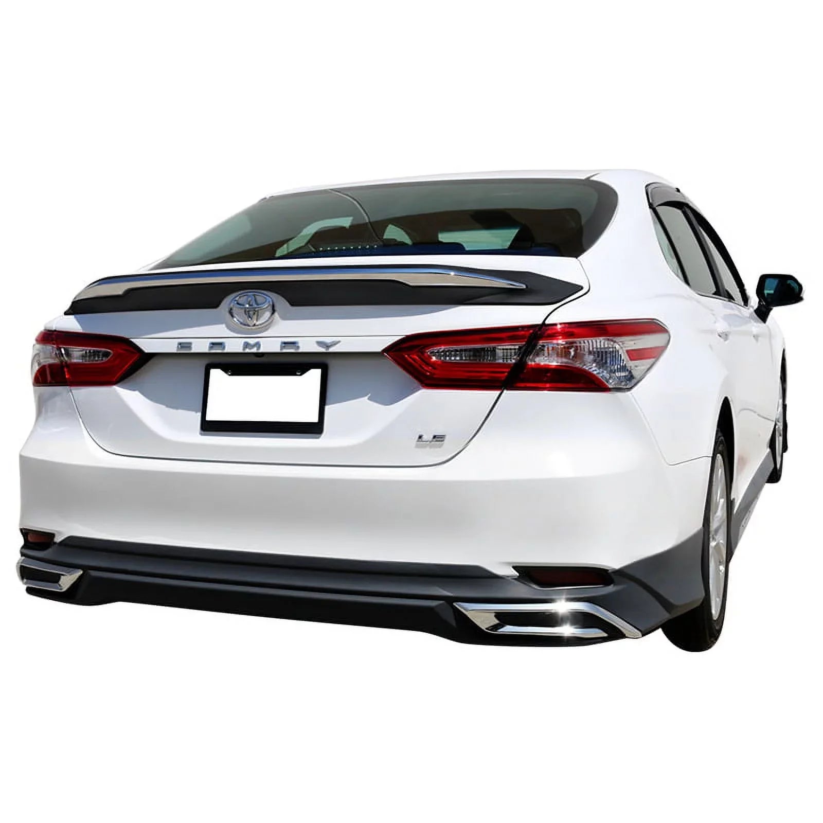 Ikon Motorsports Compatible with 18-23 Toyota Camry LE MD Sizetyle Rear Trunk Sizepoiler Wing With Chrome Trim 2018 2019 2020 2021