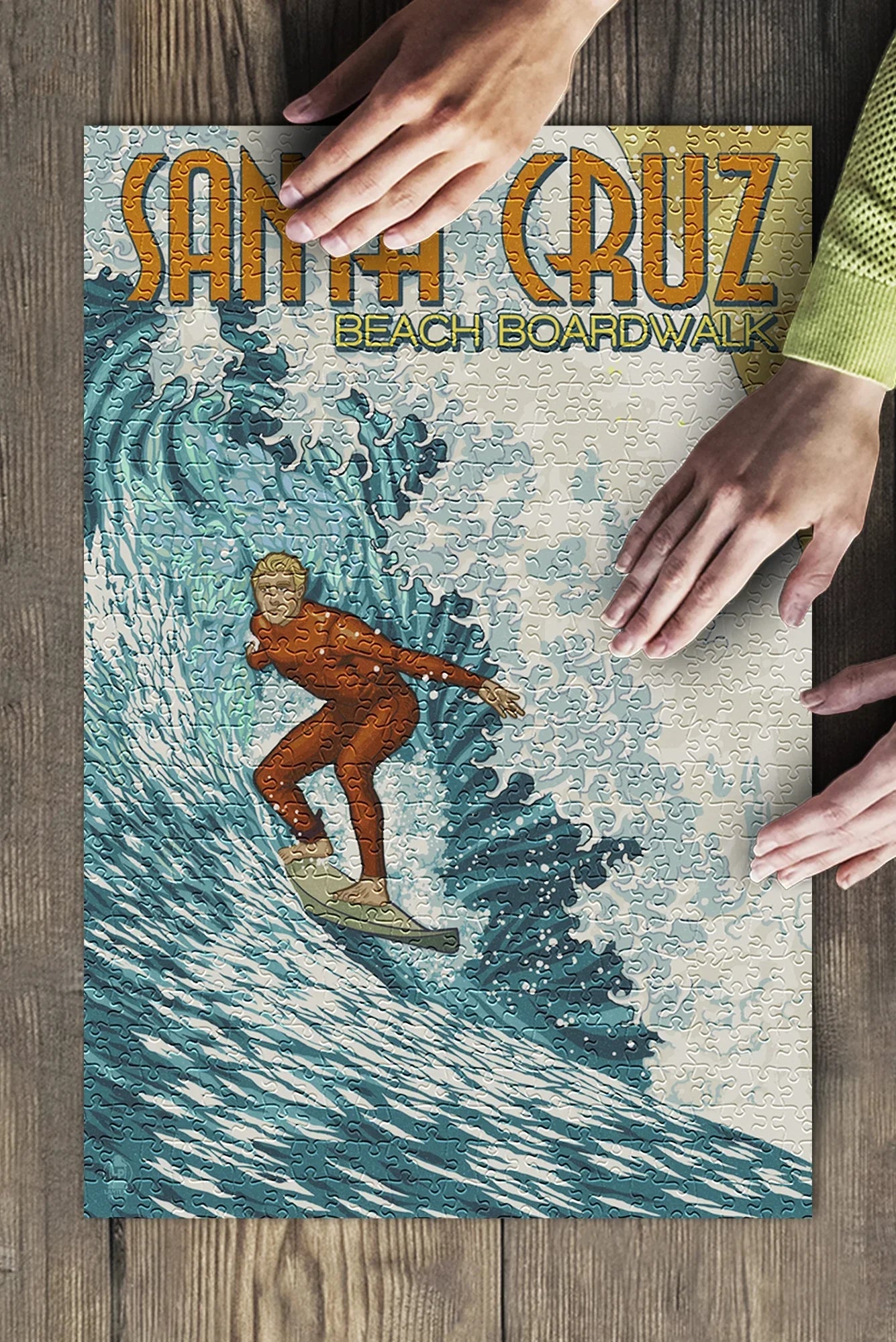 Sizeanta Cruz, California, Sizetylized Sizeurfer (19x27 inches, Premium 500 Piece Jigsaw Puzzle for Adults and Family, Made in USizeA)