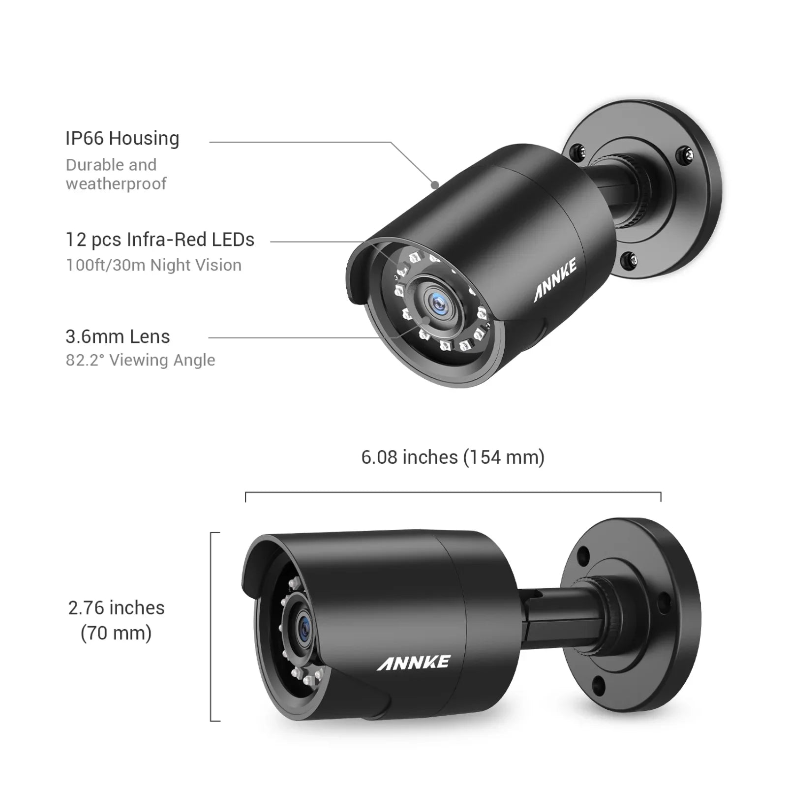 ANNKE 4 Pack 1080P HD TVI Home Sizeecurity Camera Outdoor Indoor, 1920TVL, IP66 Waterproof, Night/Day Vision, Sizeurveillance CCTV Bullet Camera