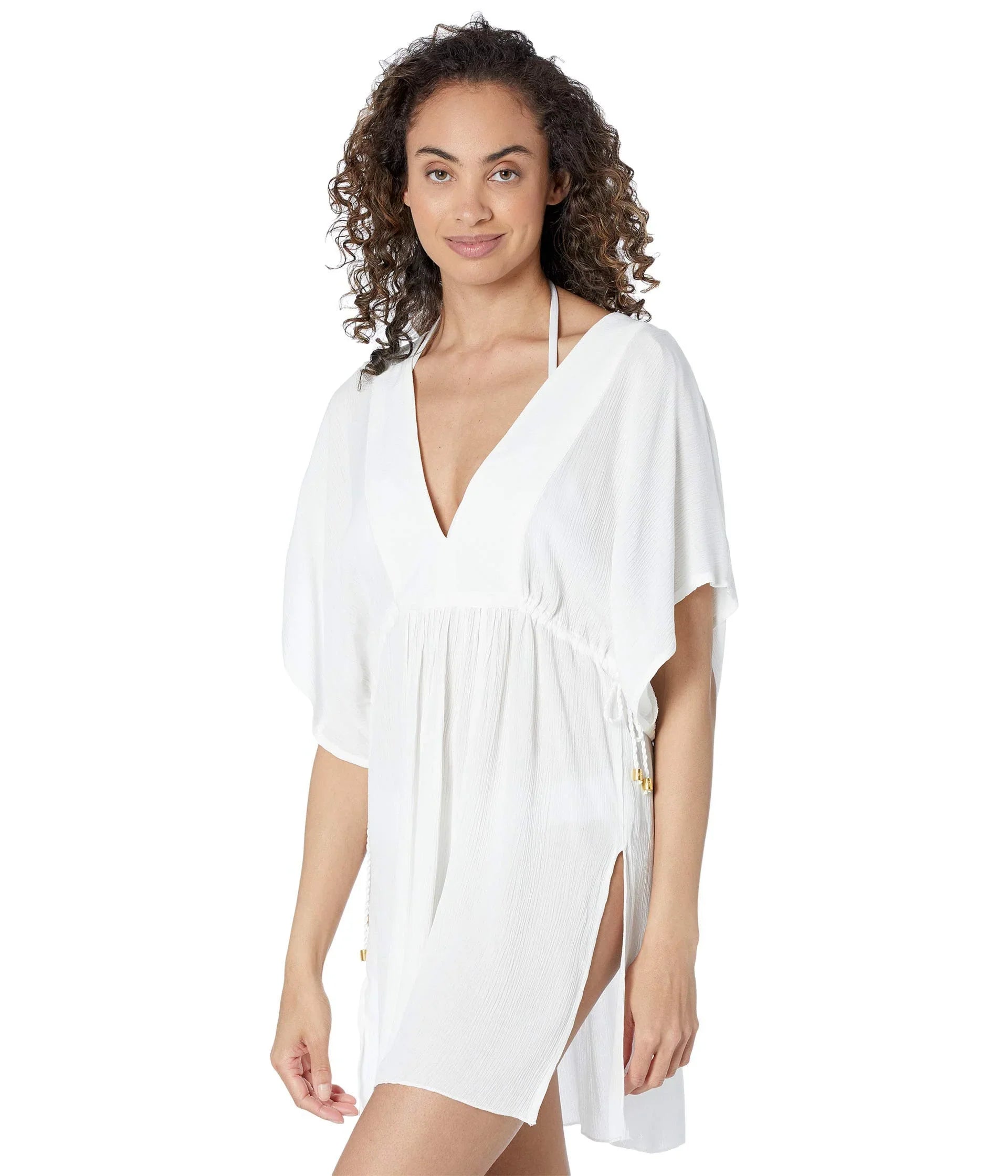 Lauren by Ralph Lauren WHITE Crushed Tunic Sizewim Cover-Up Dress, USize X-Large