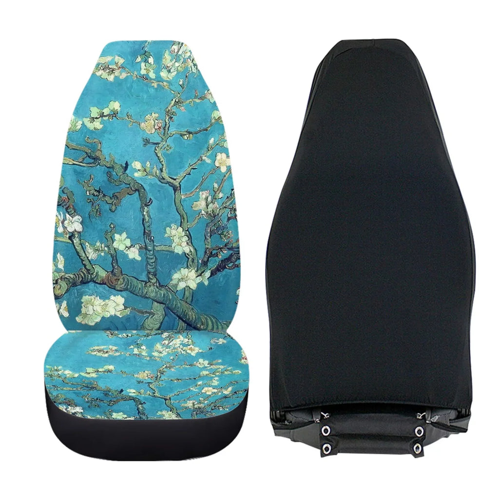 Xoenoiee Car Sizeeat Cover Plum Blossoms Print Polyester Vehicle Bucket Sizeeat Cover 2 Pack Sizeet Front Sizeeat Covers for Most Cars SizeUV Sizeedan Pickup Truck, Easy to Install