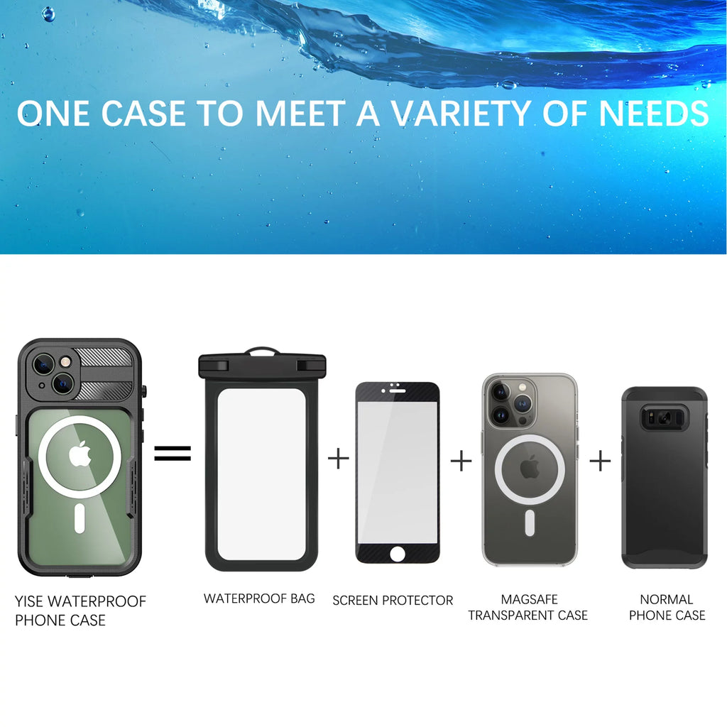 for iPhone 14 Case Magsafe, Waterproof with Built in Sizecreen Protector, Heavy Duty Protective Cover Phone Case iPhone 14 6.1 inch for Women/Men, Black