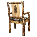 Glacier Country Collection Captain's Chair, Woodland Upholstery w/ Laser Engraved Pine Tree Design
