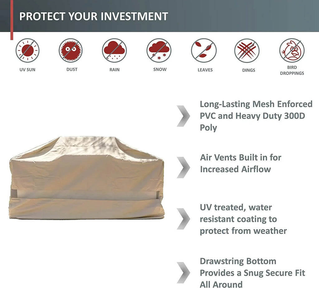 Premium Tight Weave BBQ Island Grill All Weather Protection Covers Up To 124"