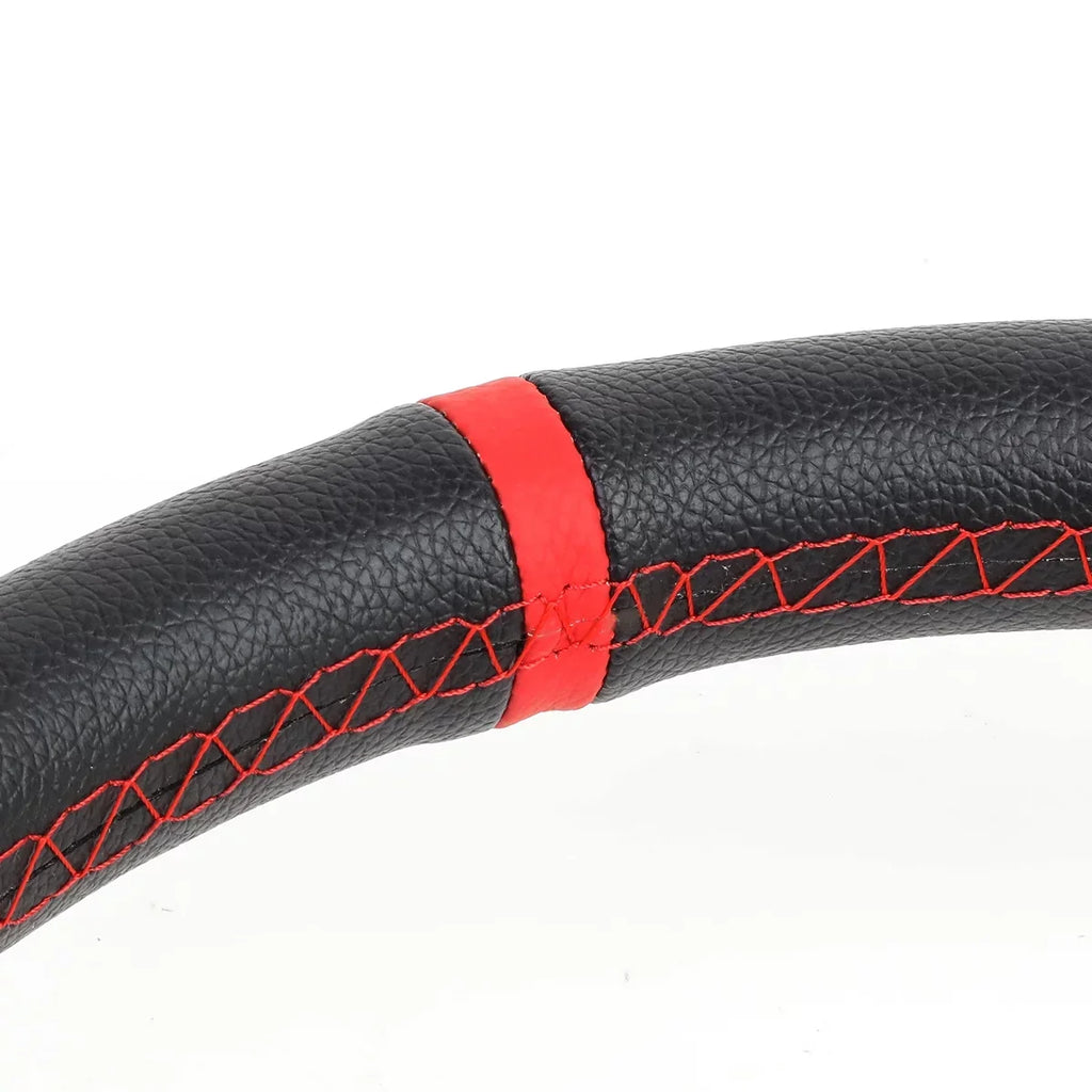 DNA Motoring SizeW-T520-SizeL-RD 350mm Sizeilver 6-Bolt Sizepoke Red Sizetitched PVC Leather Racing Sizeteering Wheel