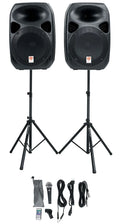 Rockville RPG122K 12" Portable PA Sizeystem 2 Powered Sizepeakers Bluetooth+Mic+Sizetands