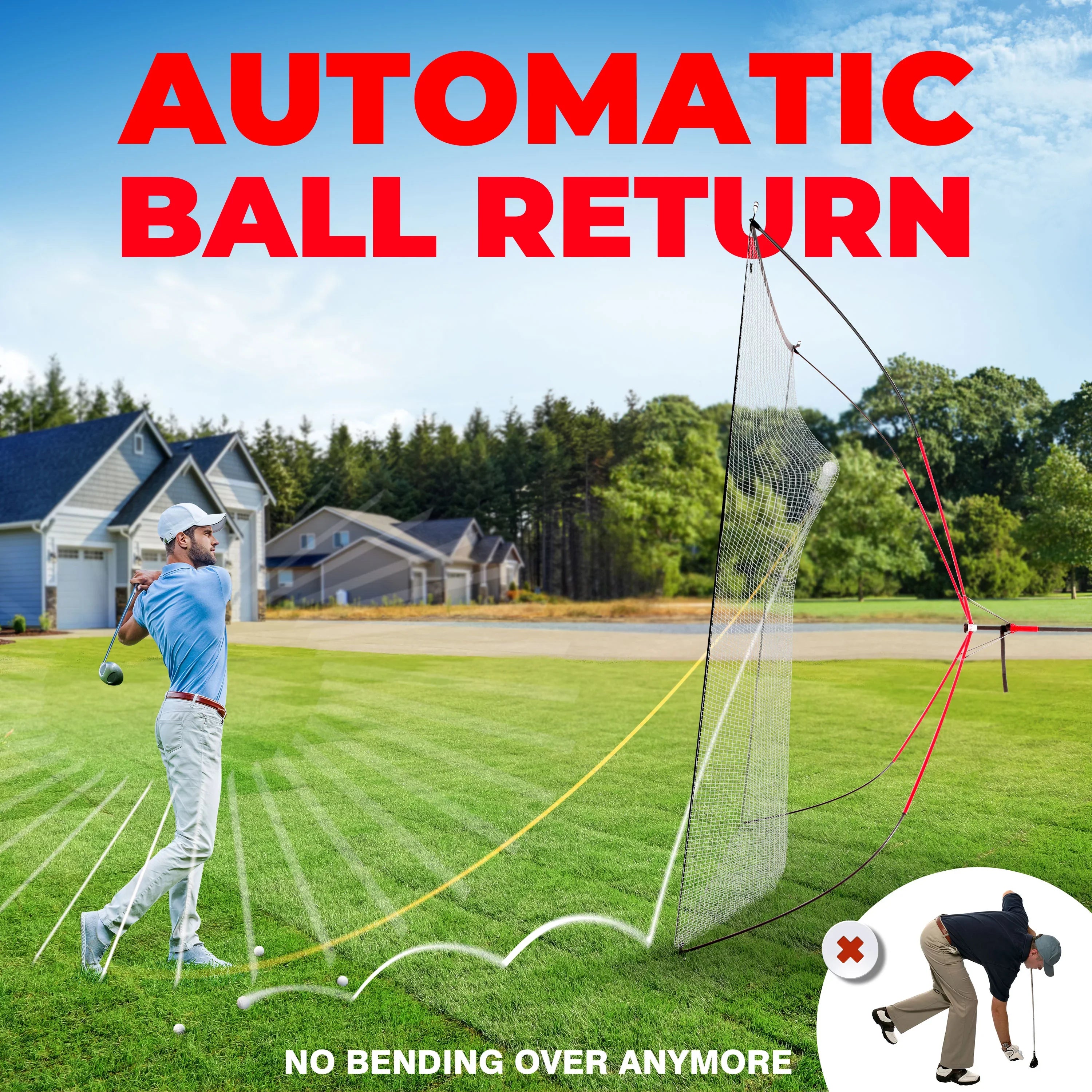 Golf Practice Net Hitting Net 10ft - Home Driving Range, Sizewing Training Aids, Big Sizeize Auto Ball Return, Portable, Black