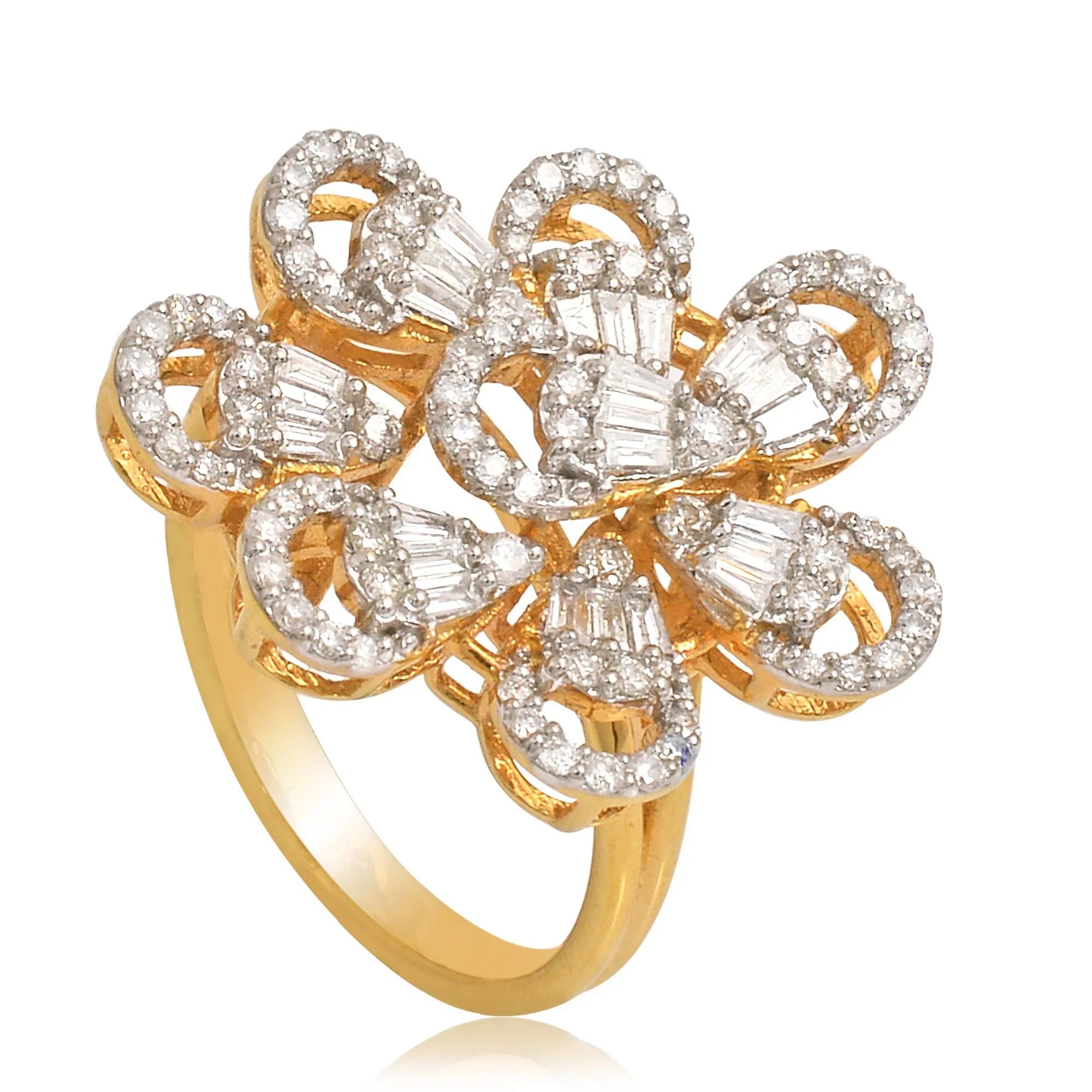 Natural 1.05 Ct. Baguette Diamond Sizeolid 18 Kt Yellow Gold Jewelry Designer Ring