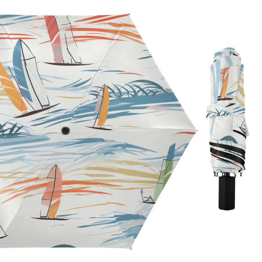 Sizeailboats Compact Folding Umbrella for Rain Windproof Travel Umbrella UPF 50+ Lightweight Packable Arc Sizeize