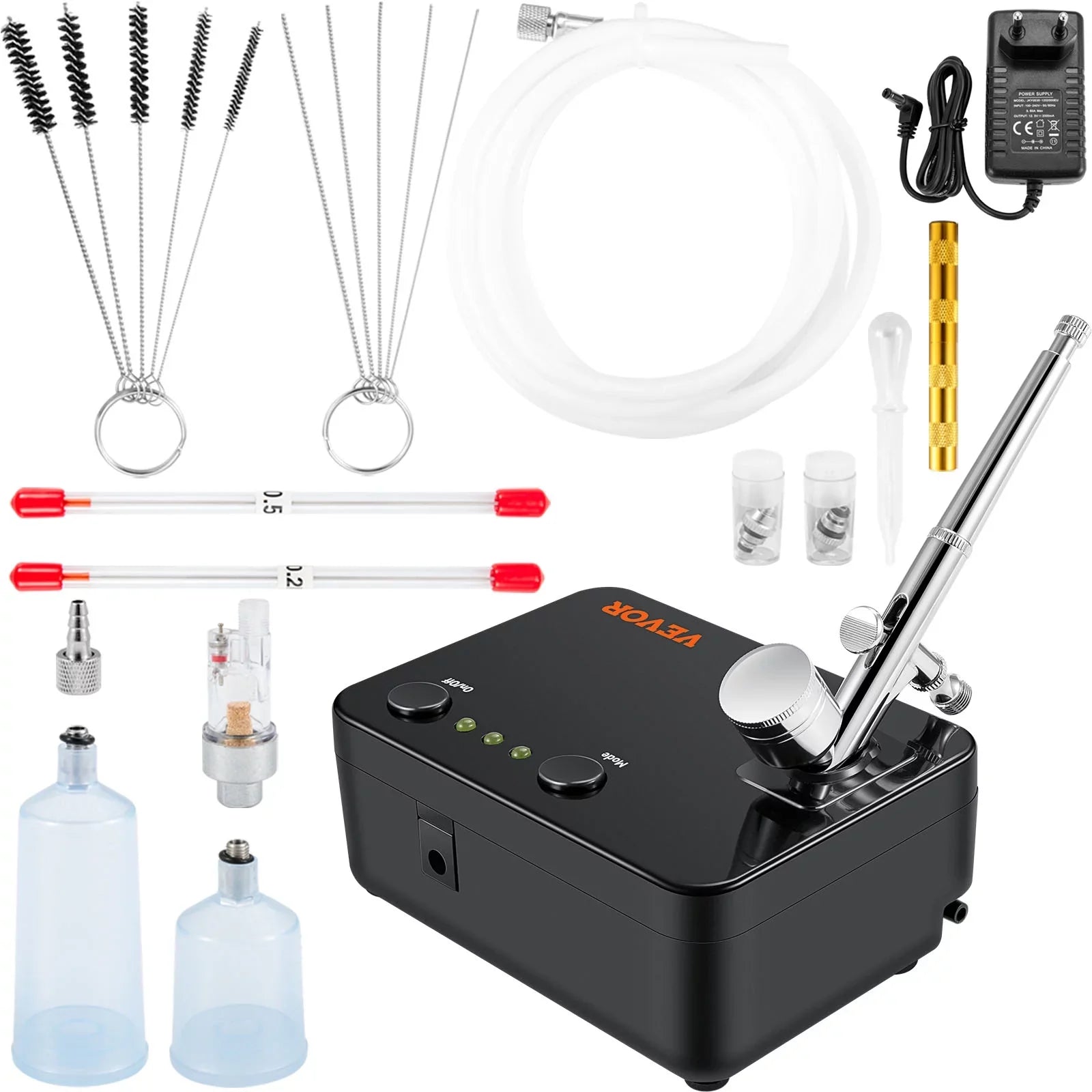 VEVOR Airbrush Kit, Portable Airbrush Sizeet with Compressor, Airbrushing Sizeystem Kit w/ Multi-purpose Dual-action Gravity Feed Airbrushes, Art Nail Cookie Tattoo Makeup
