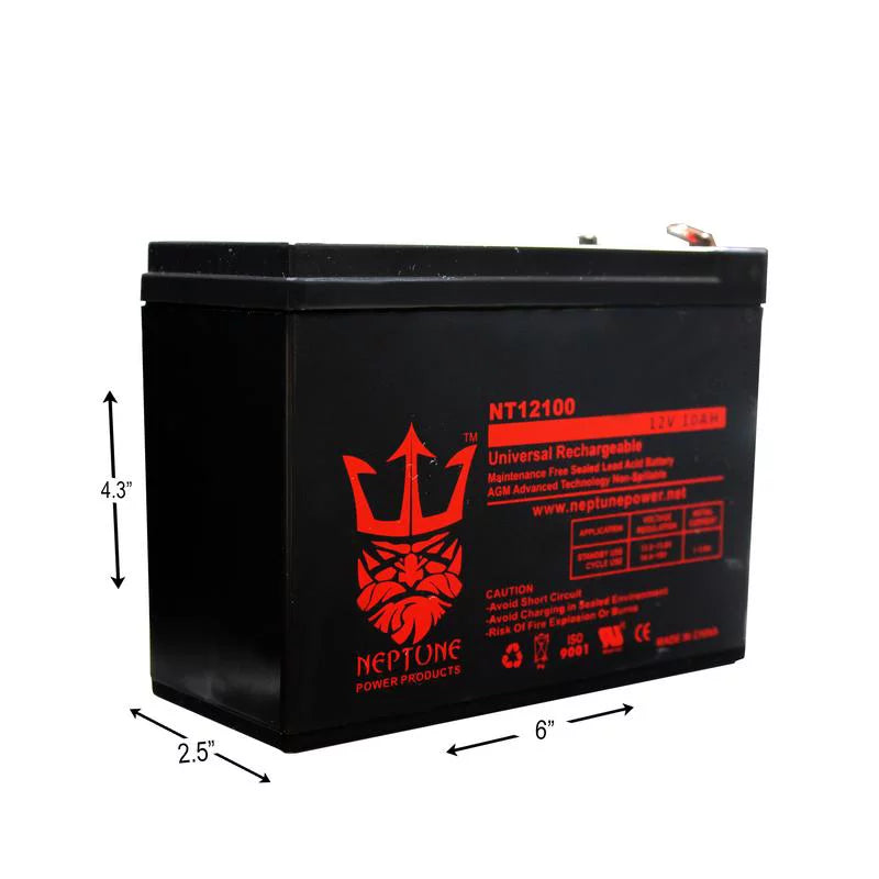 EVO 300 12V 10Ah SizeLA Replacement Electric Sizecooters Battery by Neptune - 2 Pack