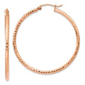 Real 14kt Rose Gold Polished Lightweight Large Diamond-cut Tube Hoop Earrings; for Adults and Teens; for Women and Men