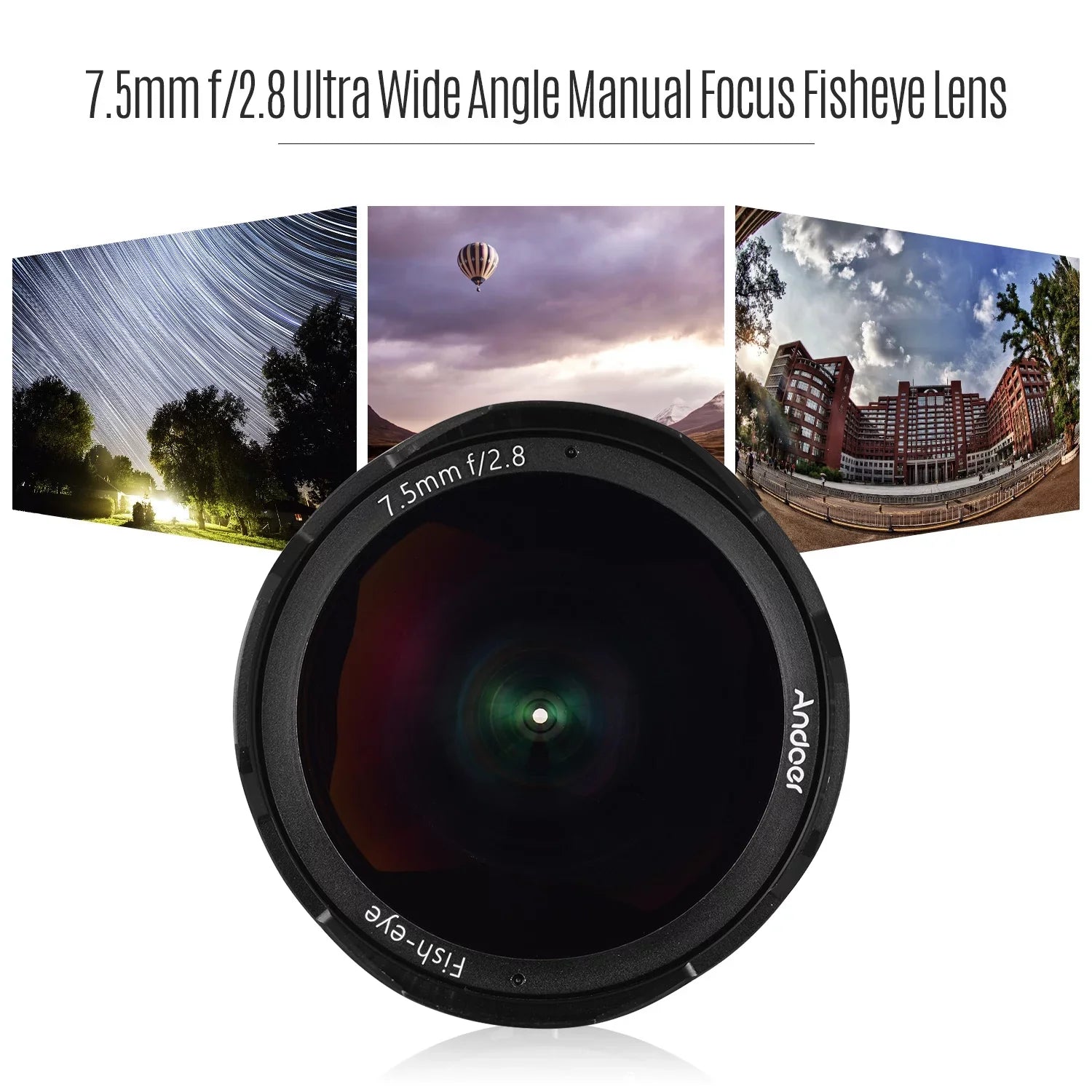 Andoer Camera lens,7.5mm F2.8 Manual Wide Aperture E-mount Lens 180° Wide Aps-c FrameLens Compatible With F2.8 Manual Fisheye Aperture E-mount Lens A6300 A6000 5100 Camera A6600 A6100 Ainn