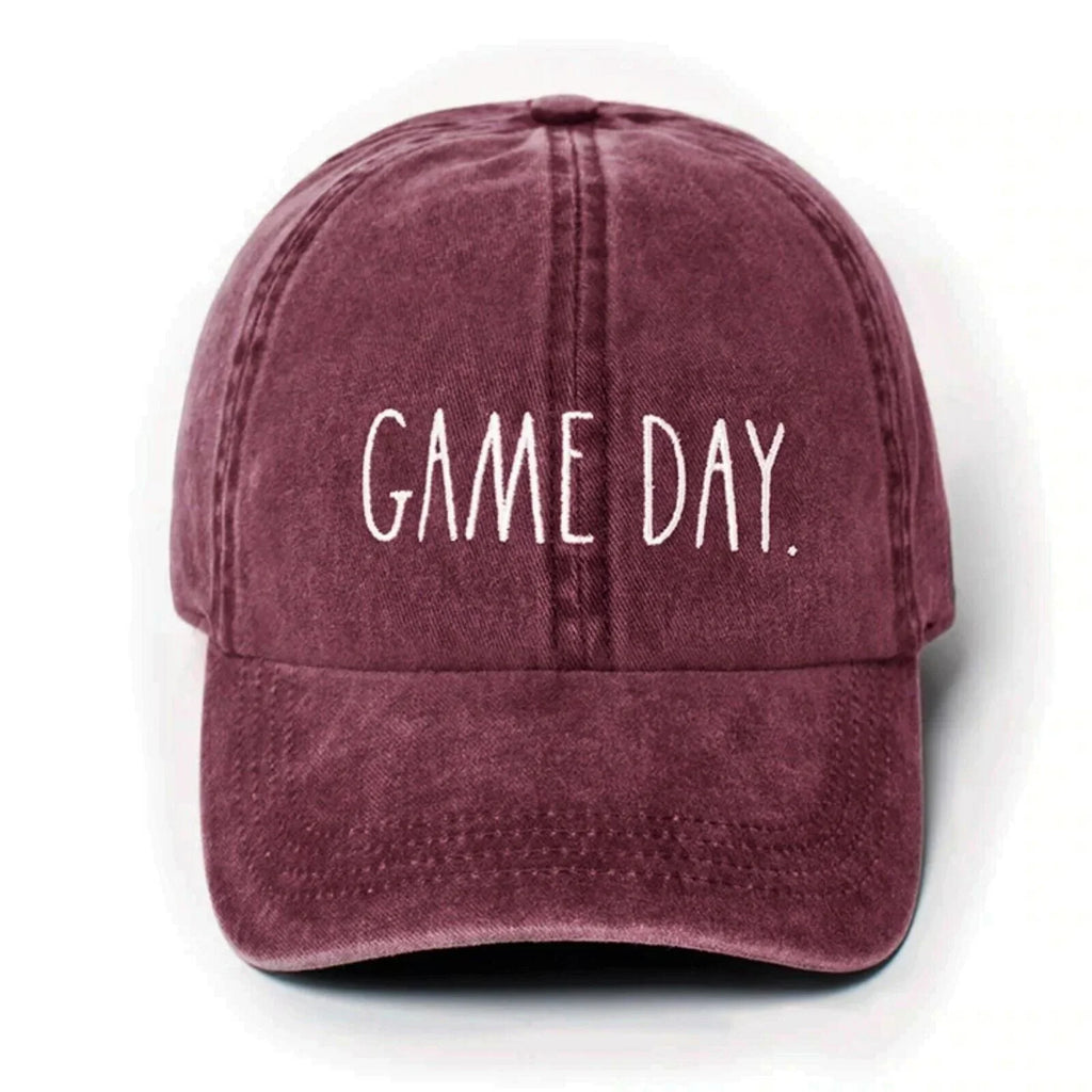 Rae Dunn Women's Game Day Red Denim Baseball Cap-Red / One Sizeize