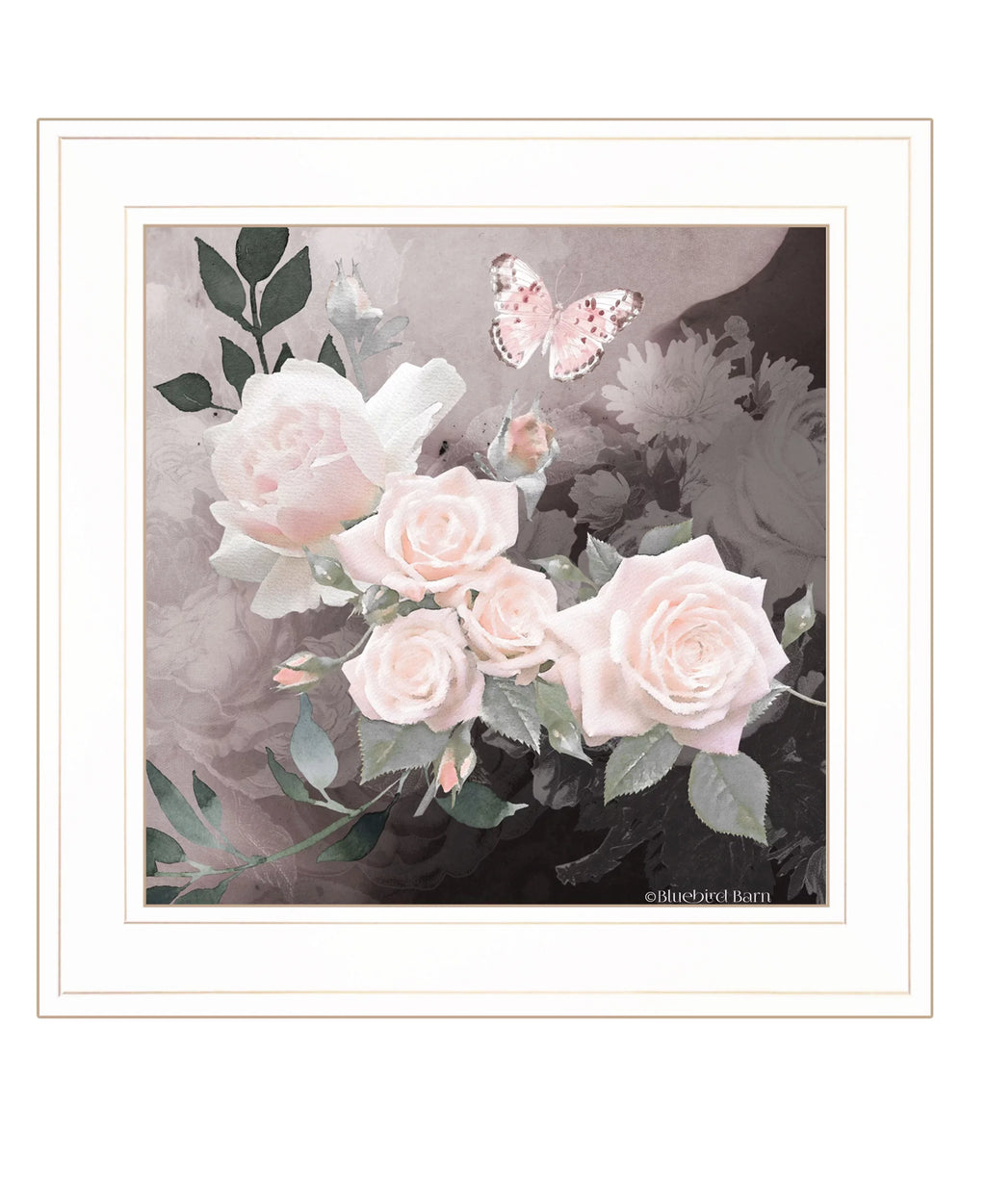 "Noir Roses 1" by Bluebird Barn, Ready to Hang Framed Print, Ivory Frame