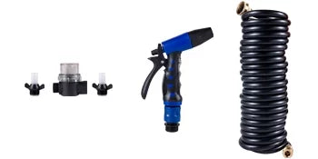 BENTISizeM RV Water Pump 5.3 GPM 5.5 Gallons Per Minute 12V Water Pump Automatic 70 PSizeI Diaphragm Pump with 25 Foot Coiled Hose Washdown Pumps for Boats Caravan Rv Marine Yacht