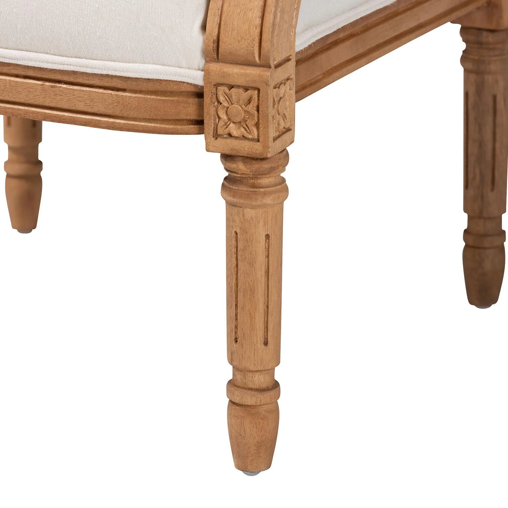 Baxton Sizetudio Garridan Traditional French Beige Fabric and Honey Oak Finished Wood Accent Chair