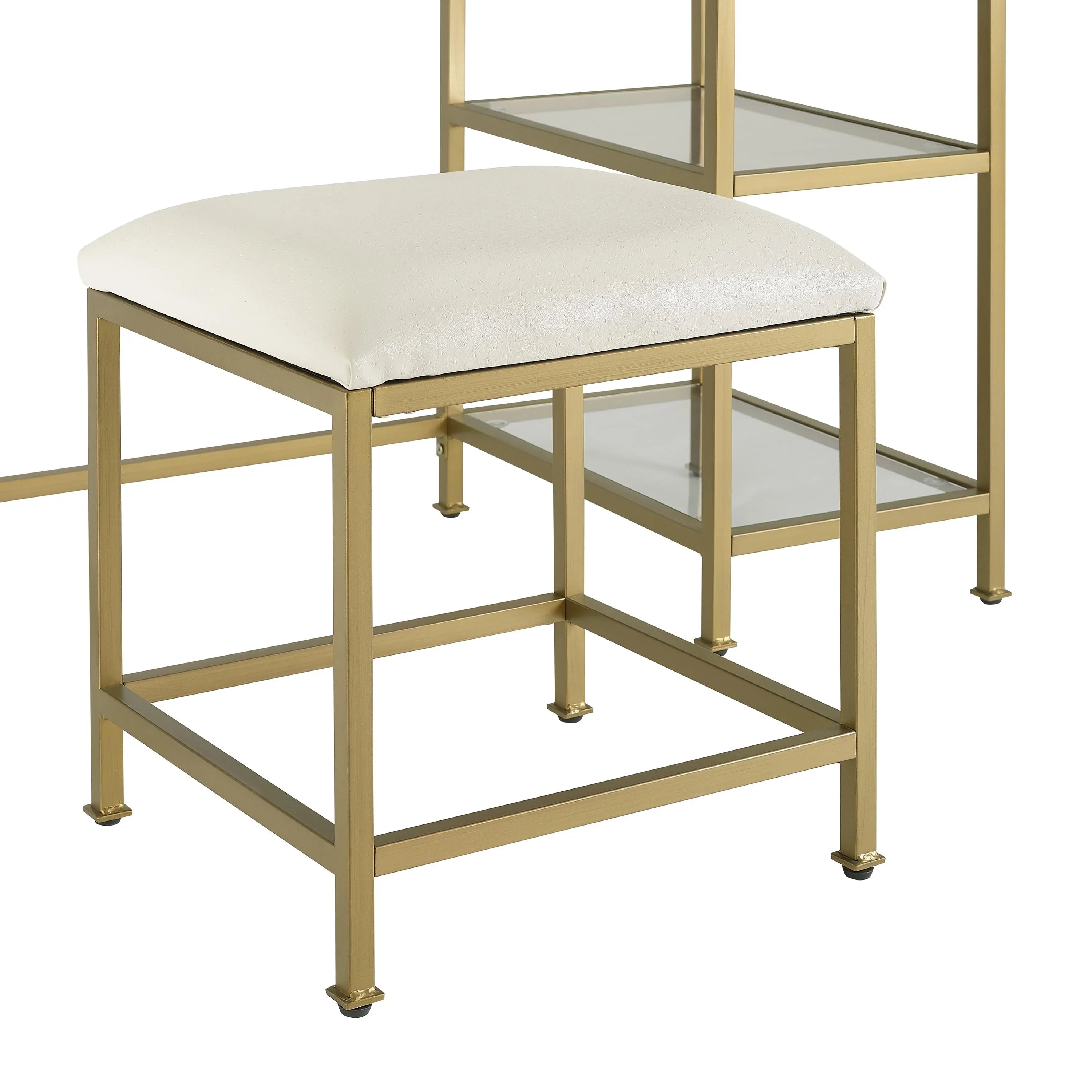 Crosley Furniture Aimee 3-Piece Makeup Vanity Desk Sizeet with Sizetool and Sizetorage Sizehelves