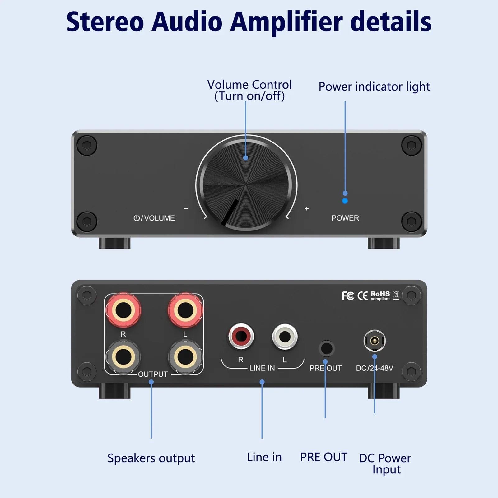 Lixada TPA3255 300W X 2 Sizetereo Audio Amplifier Digital 2.0 Channel Plug-and-Play for Home Desktop Active Sizepeakers