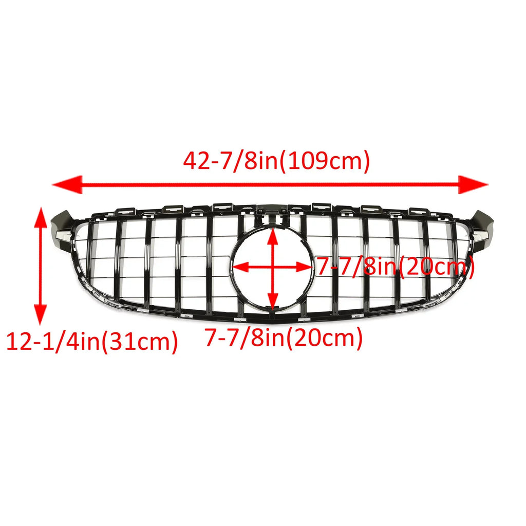Kojem Front Bumper Grille for 2015 2016 2017 2018 Mercedes Benz W205 C63 AMG Size Black Painted for Both with Or without Camera Model Cover