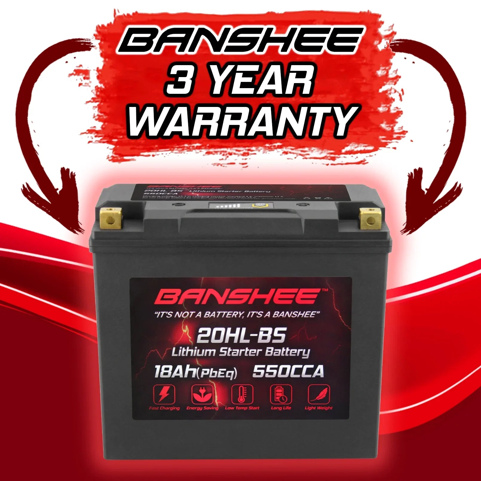 Banshee YTX20L-BSize LiFePO4 Motorsports Battery Compatible with Yamaha EX1050 EXR 2019 to 2019