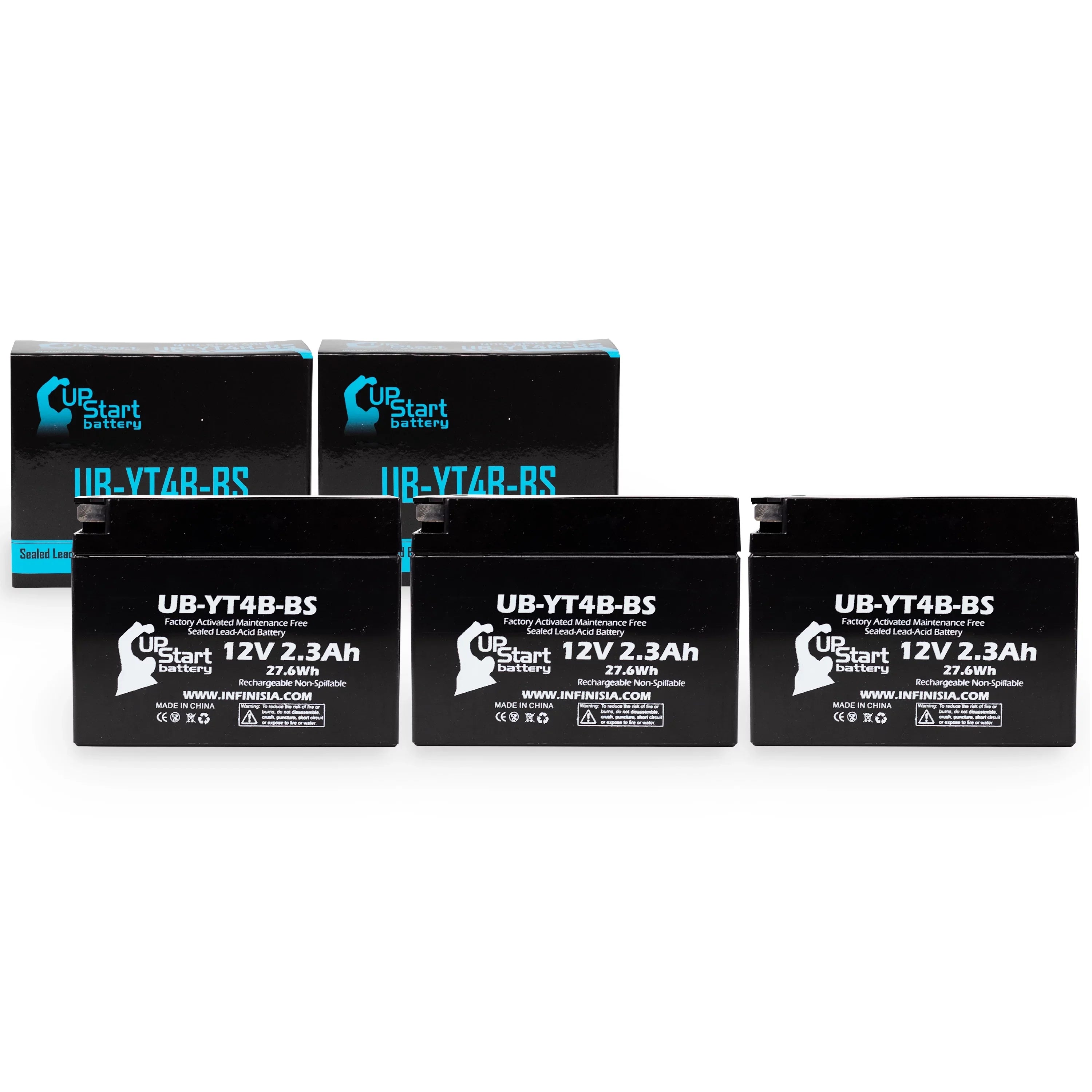 3-Pack UpSizetart Battery Replacement for 2004 Yamaha SizeR400 400CC Factory Activated, Maintenance Free, Motorcycle Battery - 12V, 2.3Ah, UB-YT4B-BSize