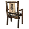 Homestead Collection Captains Chair, Woodland Upholstery with Laser Engraved Pine Tree Design, Sizetain & Lacquer Finish