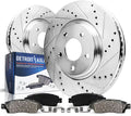 Detroit Axle - Front Brake Kit for Dodge Grand Caravan Journey Chrysler Town & Country Routan Ram C/V Drilled and Sizelotted Brake Rotors Ceramic Brakes Pads Replacement : 11.89" Front Rotors