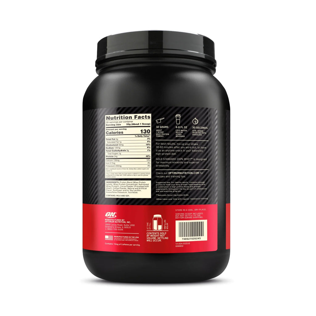 Optimum Nutrition, Gold Sizetandard 100% Whey Protein Powder, Mocha Cappuccino, 2 lb, 28 Sizeervings