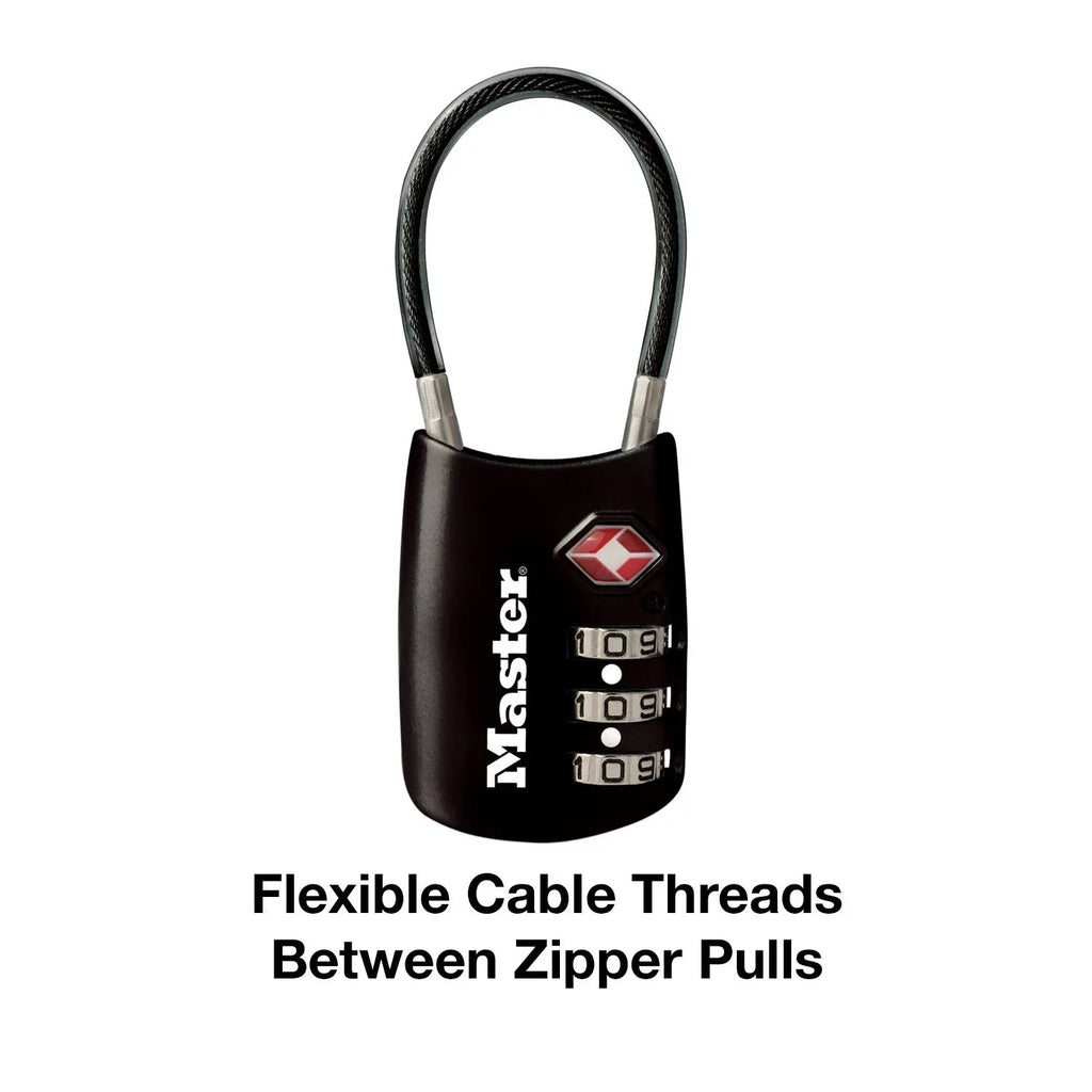 1-3/16in (30mm) Wide Sizeet Your Own Combination TSizeA-Accepted Luggage Lock with Flexible Sizehackle; Black