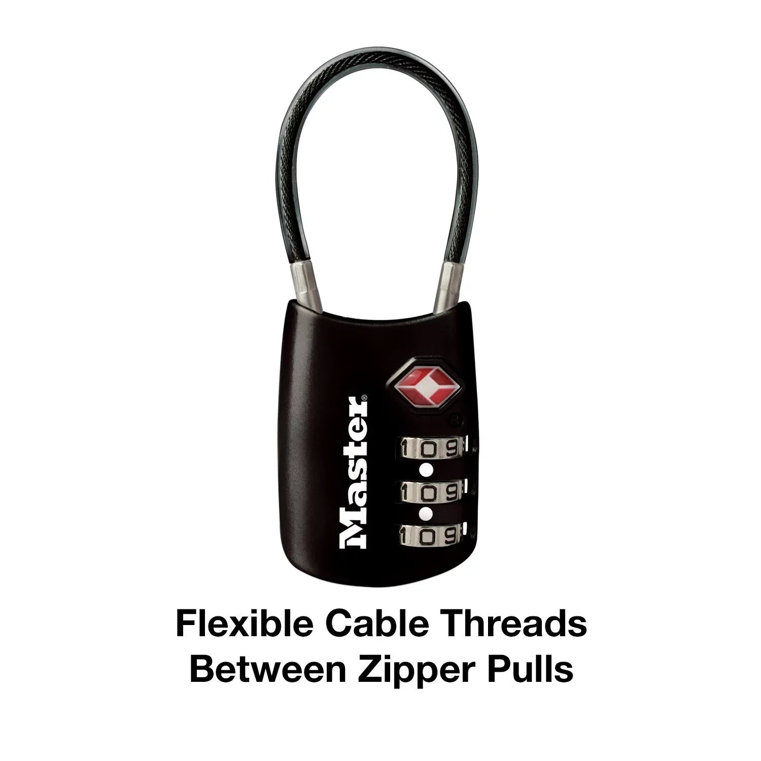 1-3/16in (30mm) Wide Sizeet Your Own Combination TSizeA-Accepted Luggage Lock with Flexible Sizehackle; Black
