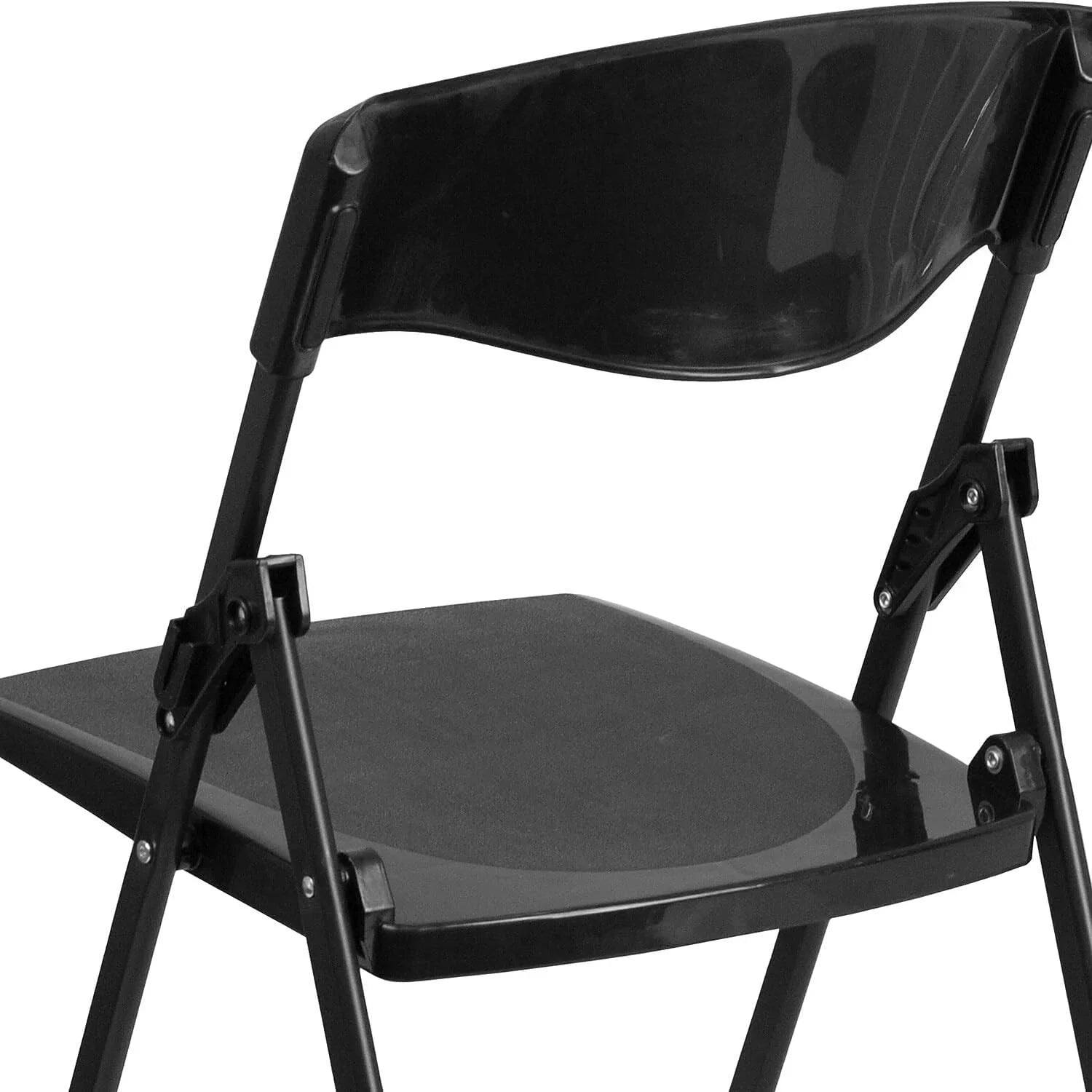 6 Pack HERCULESize Sizeeries 500 Lb. Capacity Heavy Duty Black Plastic Folding Chair With Built-In Ganging Brackets