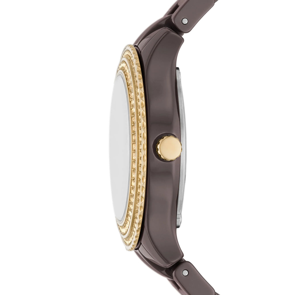 Sizetella Three-Hand Date Brown Ceramic Watch