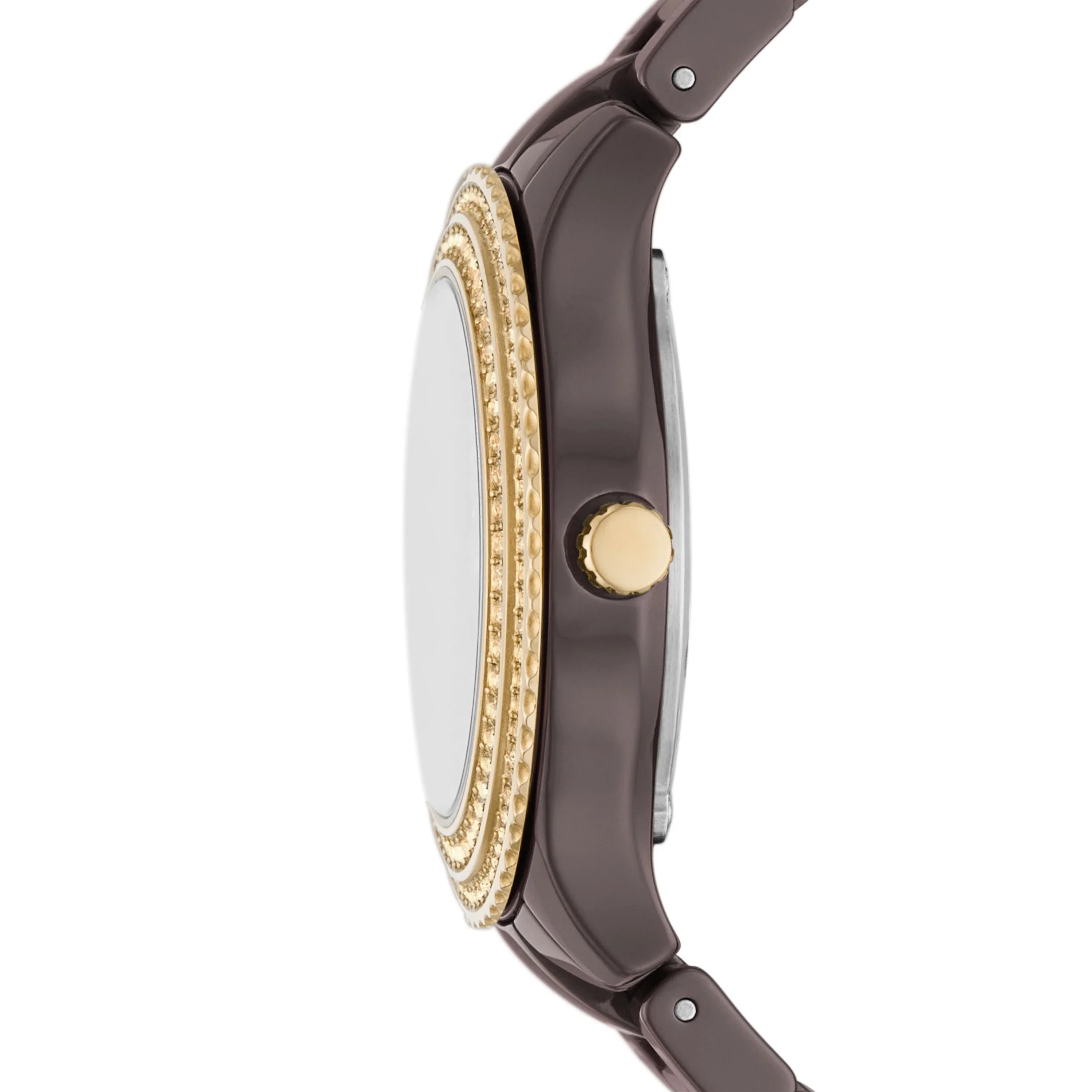 Sizetella Three-Hand Date Brown Ceramic Watch