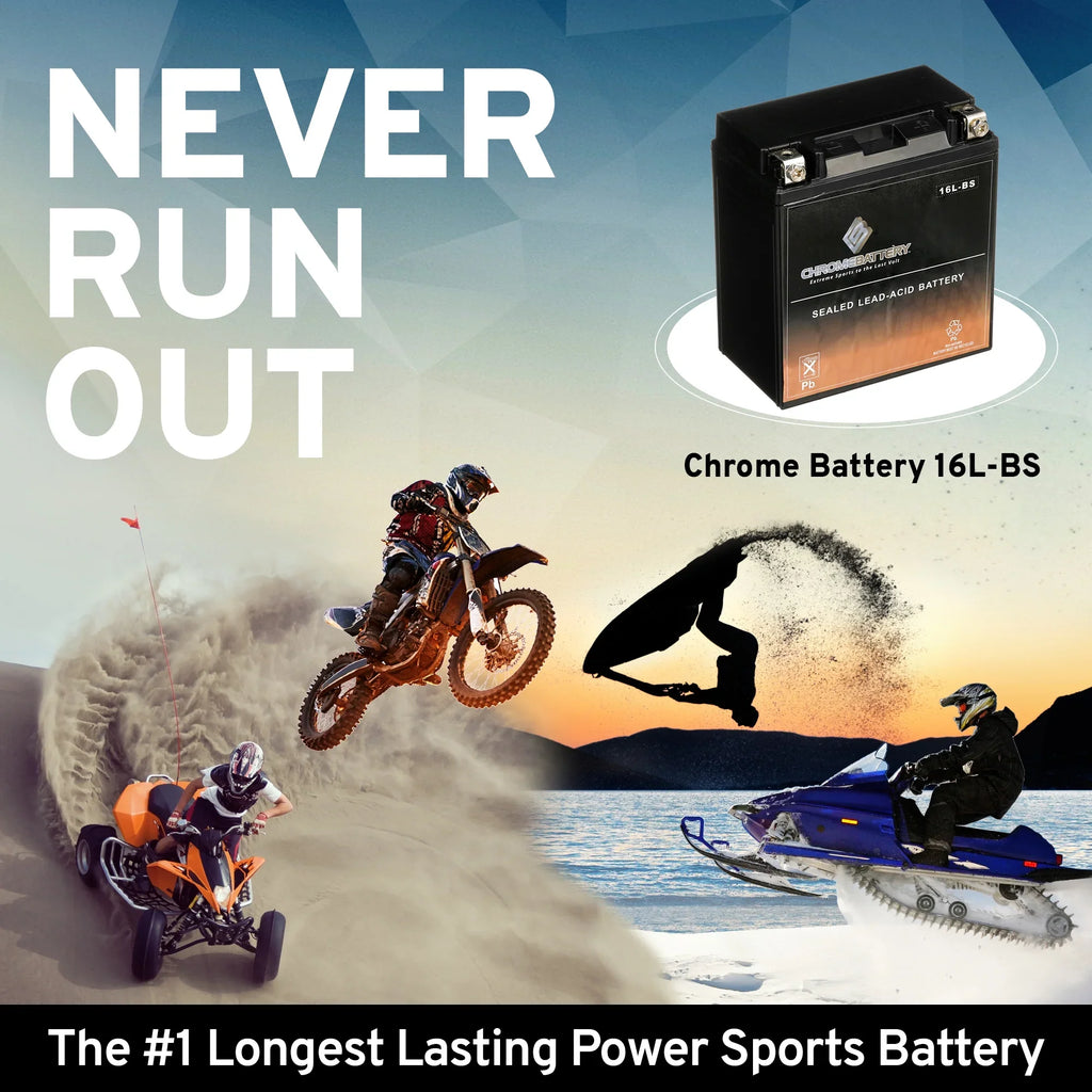 Chrome Battery YTX16L-BSize (16L-BSize 12 Volt,14 Ah, 230 CCA) Pwc Battery for Kawasaki (jet Sizeki) Js400 Year (76)