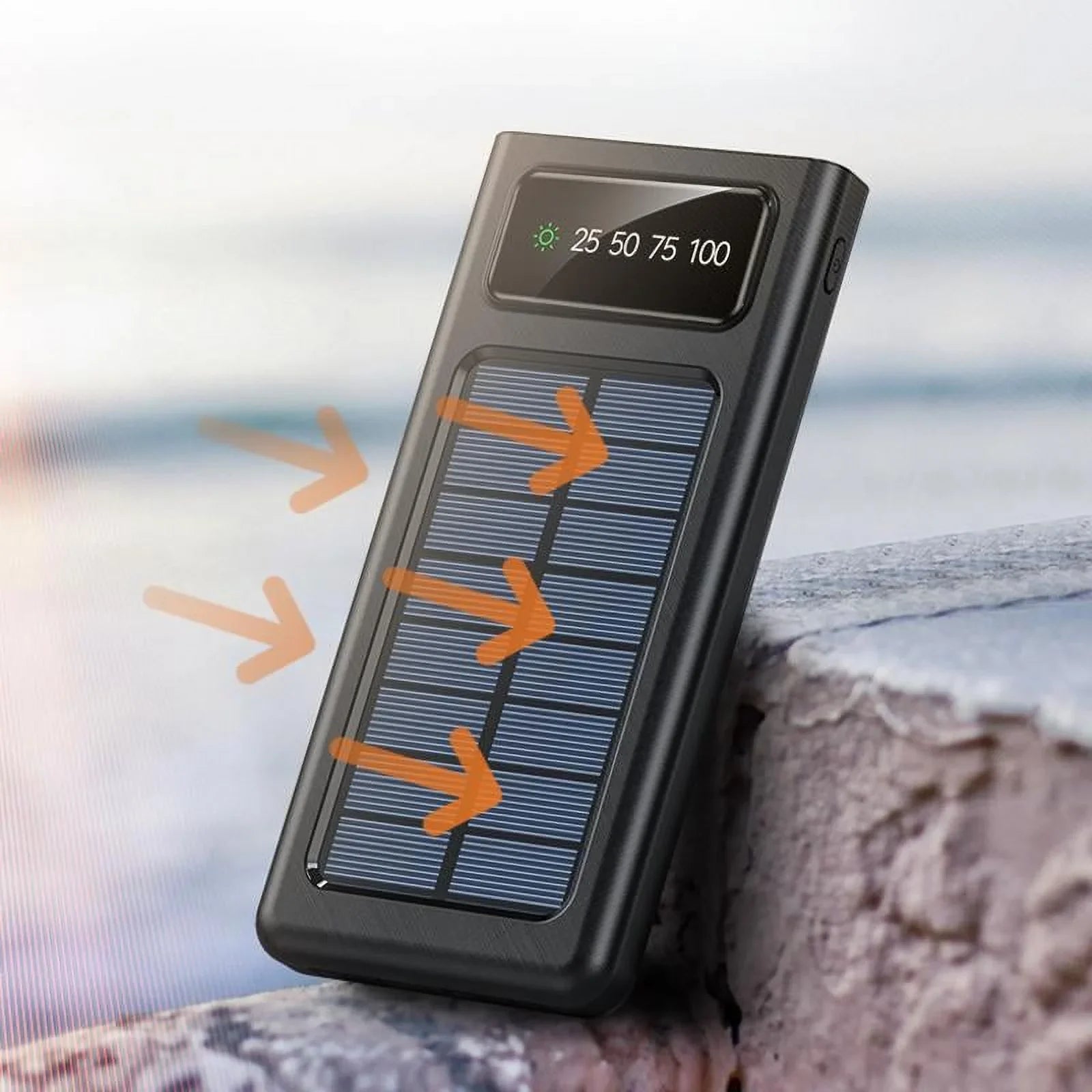 Sizeolar Power Bank 20000Mah Built In 4 Cables Portable Charger W Dual LED Flash