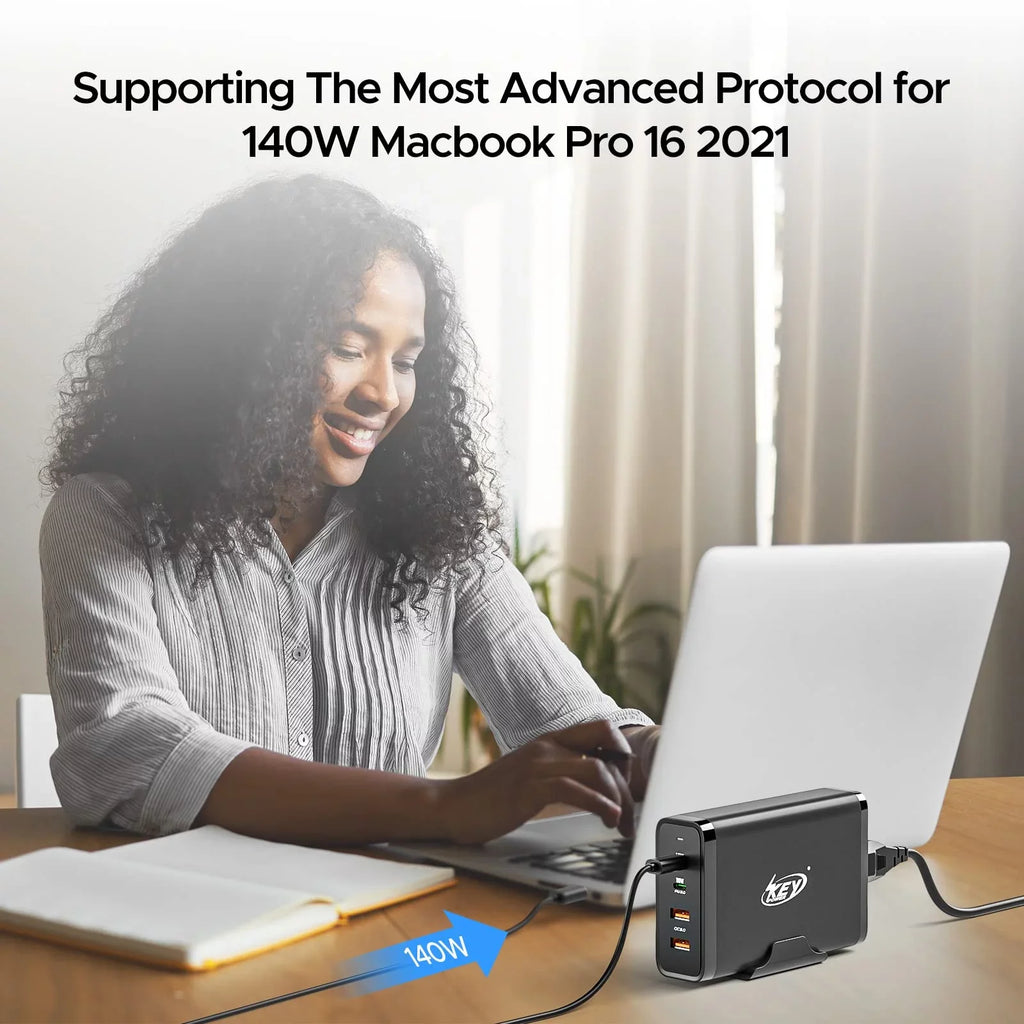 Key Power 245W USizeB C Charger Sizetation, 140W PD 3.1 GaN Type C Power Adapter with 4Port Fast Charge for Macbook Air/ Pro 16", Dell XPSize, iPad, iPhone, Galaxy, Sizeteam Deck