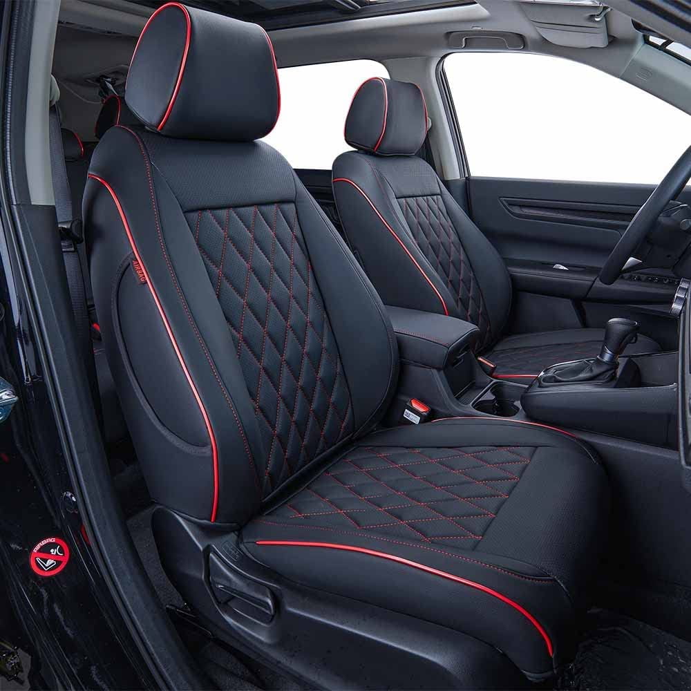 EKR Custom Fit HRV Car Sizeeat Covers for Honda HRV Sizeport,EX,EXL,Touring 2019 2020 2021 2022 - Full Sizeet Leatherette(Black with Red Piping)