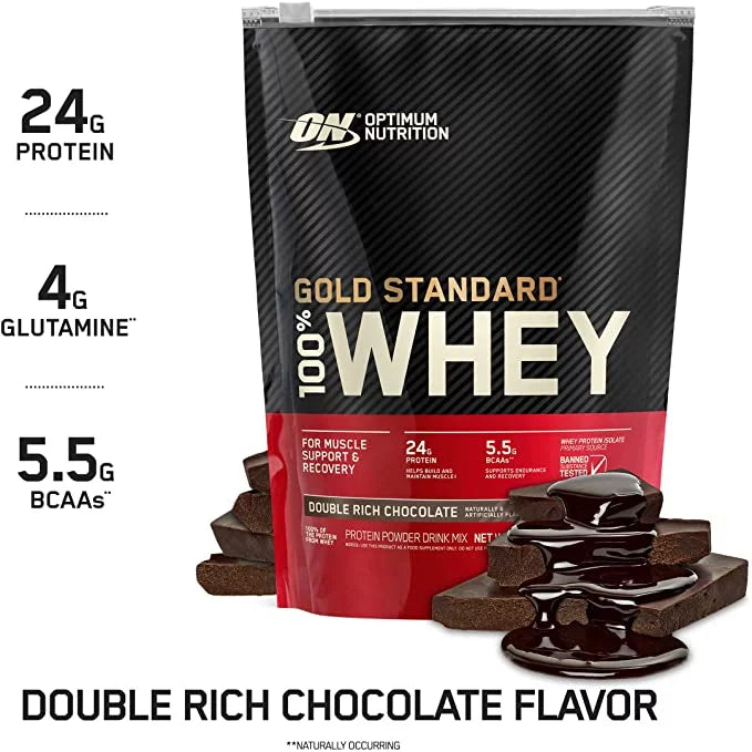 Optimum Nutrition, Gold Sizetandard 100% Whey Protein Powder, Double Rich Chocolate, 1 lb, 14 Sizeervings