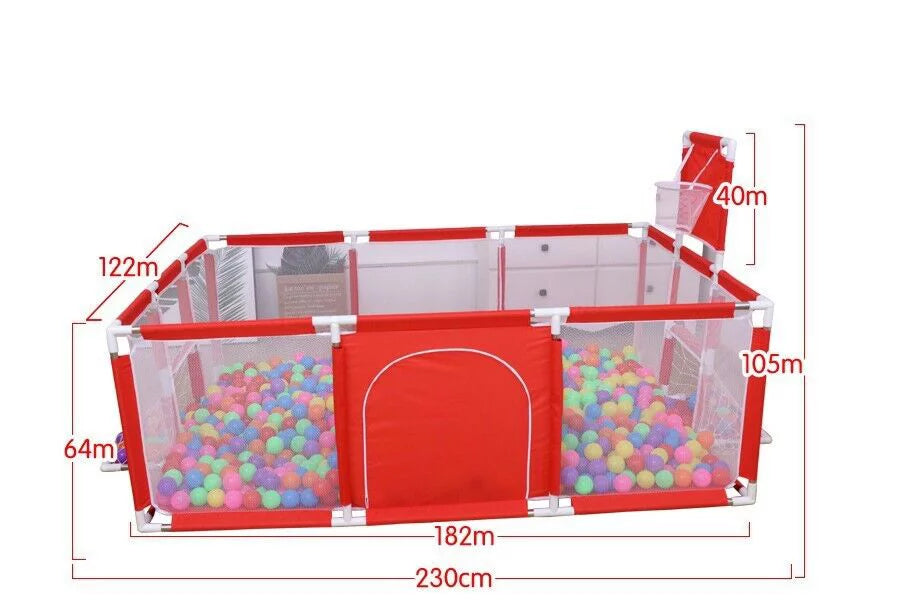 JahySizehow Large 70in Baby Playpen - Foldable Playard with Breathable Mesh-Red