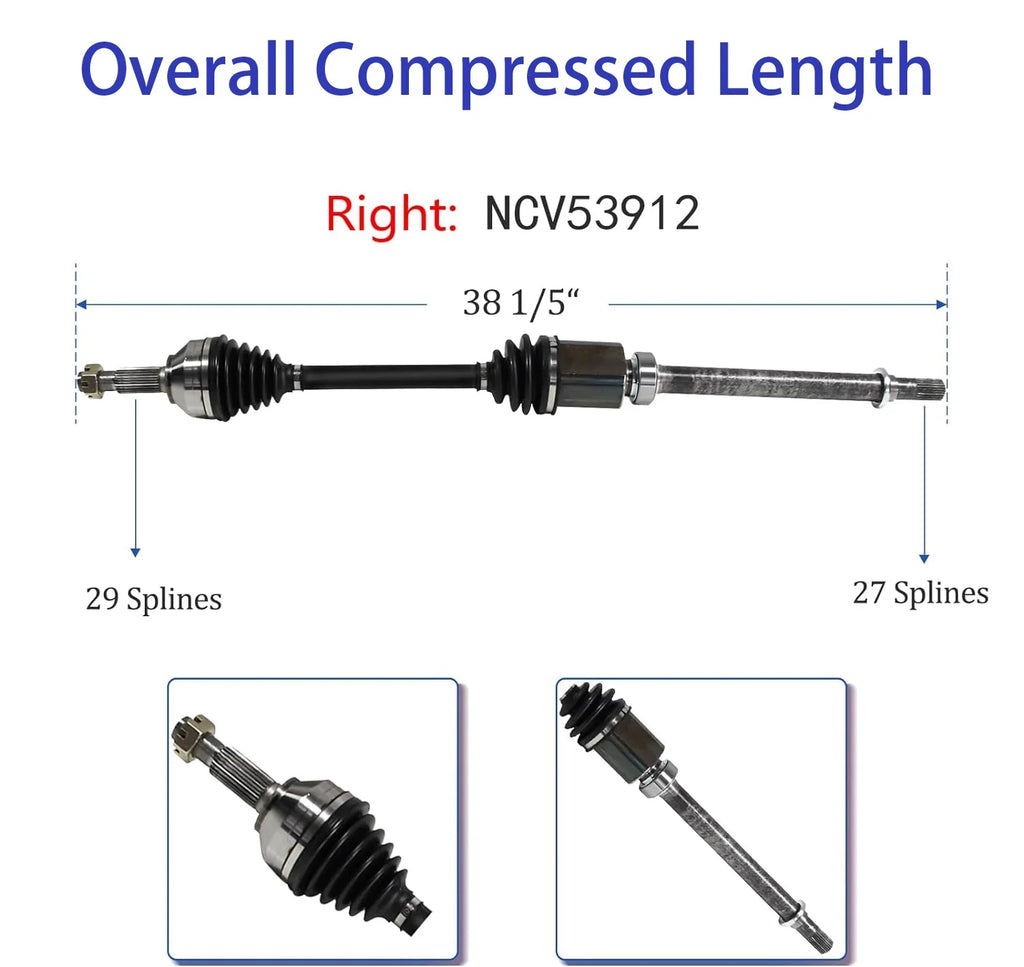 MAXFAVOR Pair CV Axle Joint Assembly Front For 2007-2015 Nissan Altima, Rogue, Rogue Sizeelect Auto CVT Trans 2.5L NCV53911, NCV53912
