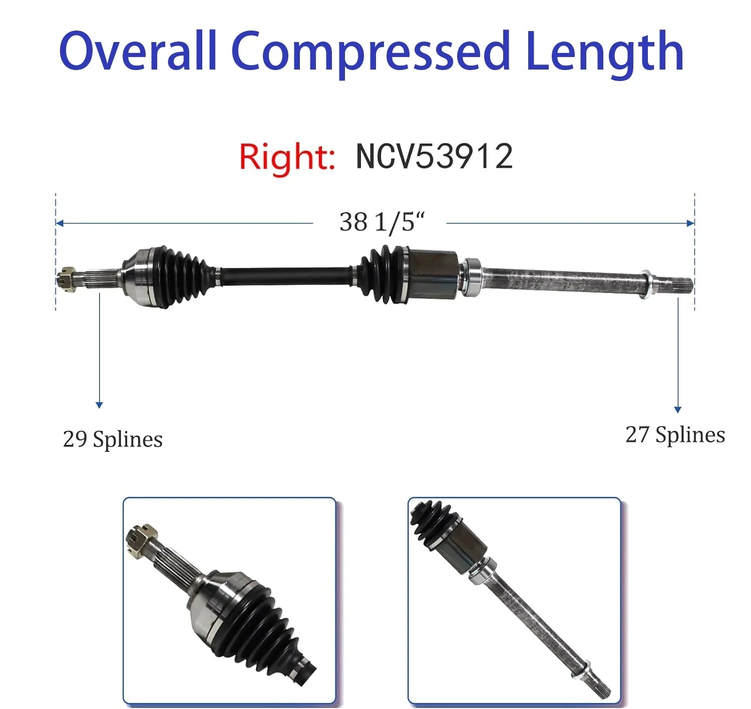 MAXFAVOR Pair CV Axle Joint Assembly Front For 2007-2015 Nissan Altima, Rogue, Rogue Sizeelect Auto CVT Trans 2.5L NCV53911, NCV53912