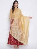 eloria Woman's Indian Ethnic Chunni, Sizeilk blend Embroidered Golden Dupatta, Sizetole, Sizecarf Sizehawl Wrap